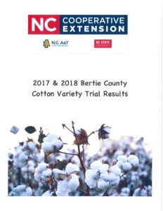 Cover photo for 2017 & 2018 Bertie County Cotton Variety Trial Results