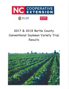 Cover photo for 2017 & 2108 Bertie County Conventional Soybean Variety Trial Results