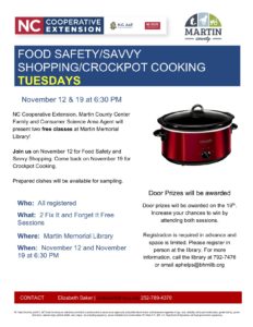 Cover photo for Food Safety / Savvy Shopping / Crockpot Cooking Tuesdays