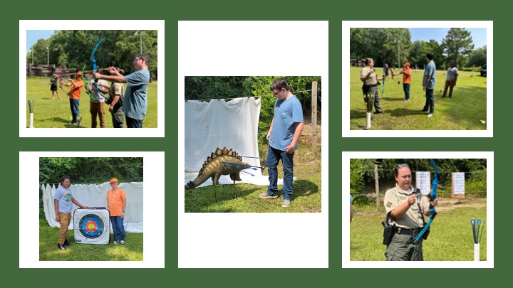 A collage of archery photos.