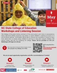 Cover photo for NC State College of Education Workshops and Listening Session
