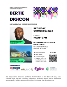 FLYER FOR BERTIE DIGICON: DIGITAL EQUITY AND LITERACY CONFERENCE