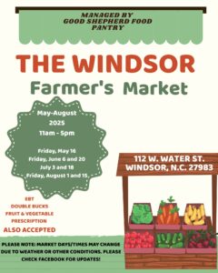 Windsor Farmers Market open August 1 and 15