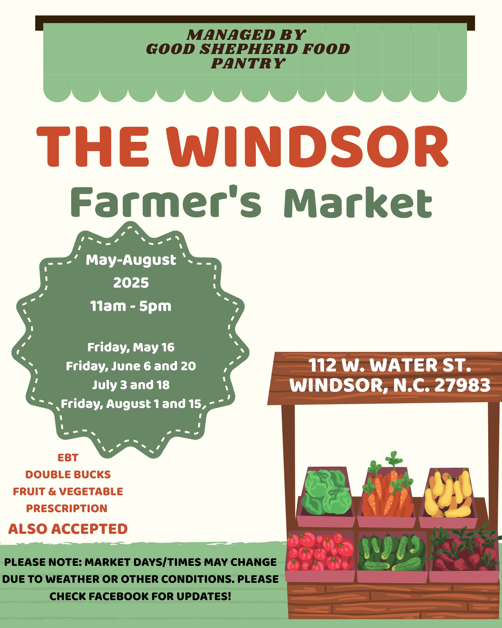 Windsor Farmers Market open August 1 and 15